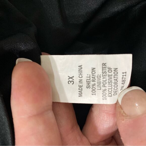 Falls Creek Black Long Sleeve Boho Shift Dress Woven Chest South Western 3X - Picture 6 of 6